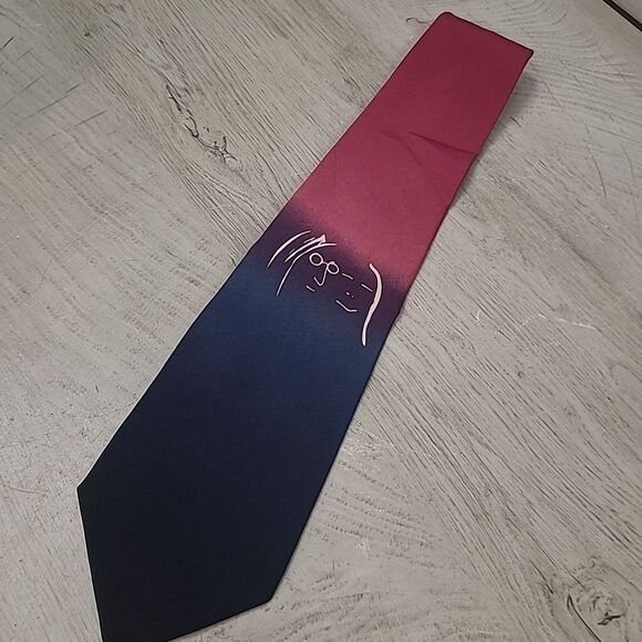 John Lennon Artworks John and Yoko Two Is One Mens Silk Necktie VGC - Picture 1 of 7